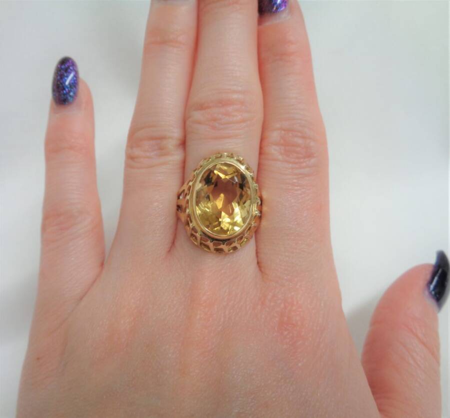 Yellow gold citrine on sale ring