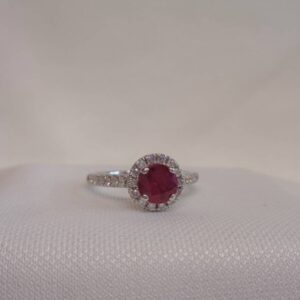 Beautiful Ruby and Diamond Cluster Ring in Platinum - Size N (US 6.75) - S6417 - Image 4