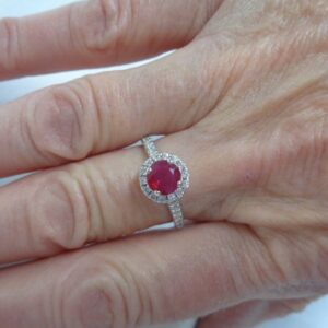 Beautiful Ruby and Diamond Cluster Ring in Platinum - Size N (US 6.75) - S6417 - Image 8