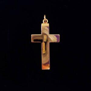 Antique C.1902 9ct Yellow Gold Patterned Cross Pendant - Length 35 x 19mm - S7149 - Image 3