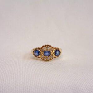 Edwardian Chester 1904 Sapphire & Diamond Ring 18ct Yellow Gold - Size L 1/2 - S7364 - Image 4