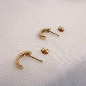 Sapphire & Diamond Half Hoop Earrings 9ct Yellow Gold - Length 12mm (S7819) - Image 5