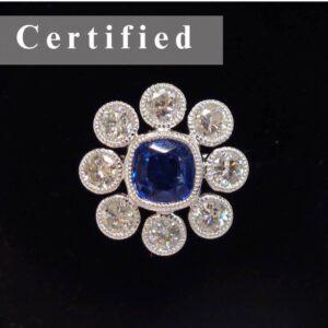 Quality Diamond & Sapphire Ring 18ct White Gold - Certified - 1.30ct Sapphire - 1.20ct Diamond- Size M - (A1138)