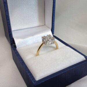 18 Carat White Gold & Diamond Cluster Ring - Square Setting - Princess, Baguette & Round Cut - 0.57 carat - Size N (S7963) - Image 5