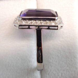 Large 8.50ct Amethyst & Diamond Cluster Ring in Platinum - Size N (S8576) - Image 2