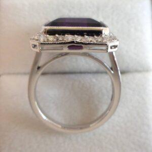 Large 8.50ct Amethyst & Diamond Cluster Ring in Platinum - Size N (S8576) - Image 3