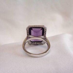 Large 8.50ct Amethyst & Diamond Cluster Ring in Platinum - Size N (S8576) - Image 5