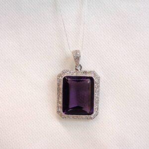 Breathtaking Amethyst & 0.72ct Diamond Pendant Platinum - Length 27mm  (S7860) - Image 1