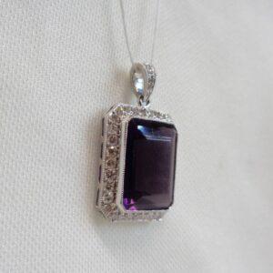 Breathtaking Amethyst & 0.72ct Diamond Pendant Platinum - Length 27mm  (S7860) - Image 3