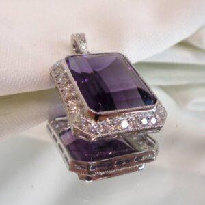 Breathtaking Amethyst & 0.72ct Diamond Pendant Platinum - Length 27mm  (S7860) - Image 5