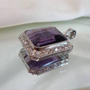 Breathtaking Amethyst & 0.72ct Diamond Pendant Platinum - Length 27mm  (S7860) - Image 7