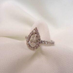 Pear Shaped 1.10ct Natural Diamond Cluster Ring - Certified - Size L 1/2 (S7968) - Image 4