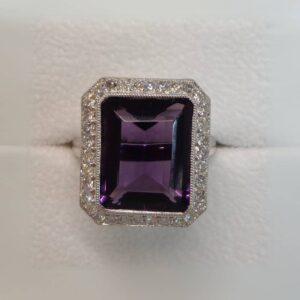 Breathtaking Amethyst & 0.70ct Diamond Cluster Ring - Size N 1/2 (S7783) - Image 1