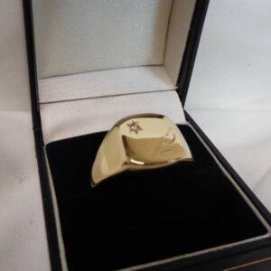 Diamond Signet Ring Solid 9ct Yellow Gold - 11.6g - Large Size Y - Full Hallmark - Sheffield 1992 (S8050) - Image 5