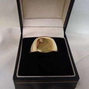 Diamond Signet Ring Solid 9ct Yellow Gold - 11.6g - Large Size Y - Full Hallmark - Sheffield 1992 (S8050) - Image 6