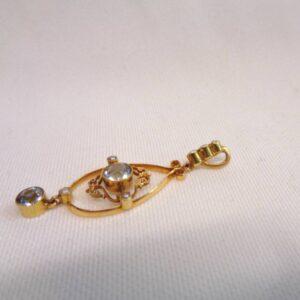 Beautiful Antique Aquamarine & Seedpearl Pendant 14ct Gold - Length 38mm (S8114) - Image 5