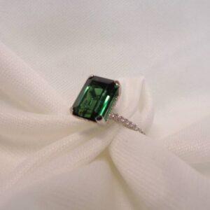 Stunning 4.42ct Tourmaline & 0.40ct Diamond Ring 18ct White Gold - Certified - Size M (S7868) - Image 6