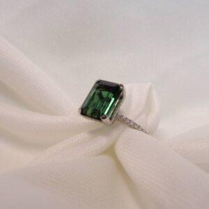 Stunning 4.42ct Tourmaline & 0.40ct Diamond Ring 18ct White Gold - Certified - Size M (S7868) - Image 7