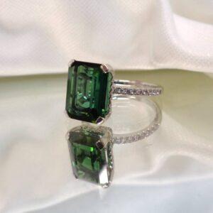 Stunning 4.42ct Tourmaline & 0.40ct Diamond Ring 18ct White Gold - Certified - Size M (S7868) - Image 8