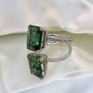 Stunning 4.42ct Tourmaline & 0.40ct Diamond Ring 18ct White Gold - Certified - Size M (S7868) - Image 9