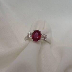 Stunning 0.90ct Ruby & 0.37ct Diamond Three Stone Ring 18ct Gold - Certified - S7896 - Image 4