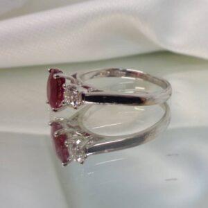 Stunning 0.90ct Ruby & 0.37ct Diamond Three Stone Ring 18ct Gold - Certified - S7896 - Image 7