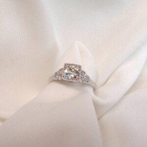 Beautiful Art Deco 0.78ct Diamond Solitaire Ring 18ct White Gold - Size K (S7920) - Image 5