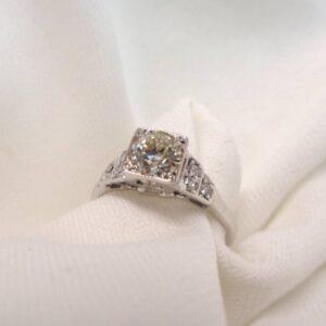 Beautiful Art Deco 0.78ct Diamond Solitaire Ring 18ct White Gold - Size K (S7920) - Image 6