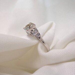 Beautiful Art Deco 0.78ct Diamond Solitaire Ring 18ct White Gold - Size K (S7920) - Image 7