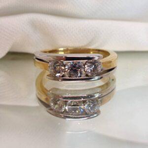 Spectacular 0.77ct Three Stone Diamond Ring 18ct Two Colour Gold - Size N (S8070) - Image 4