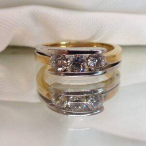 Spectacular 0.77ct Three Stone Diamond Ring 18ct Two Colour Gold - Size N (S8070) - Image 5