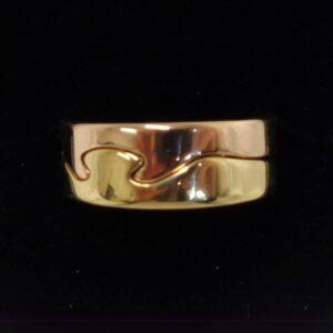 Georg Jensen Fusion Rings Solid 18ct Two Colour Gold  - 2 Row - Size Q - 11.8g (S8071) - Image 1