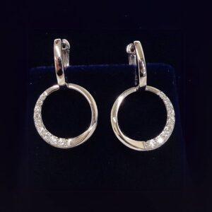 Spectacular Diamond Drop Earrings 18ct White Gold - Lever Backs - Length 29mm (S8076) - Image 1