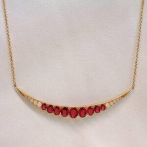 Stunning Ruby & Natural Opal Necklace 18ct Yellow Gold - 16/18inch Length (S7542) - Image 3