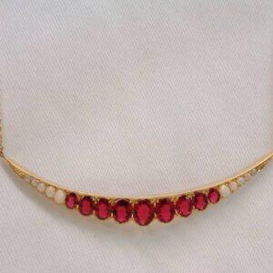 Stunning Ruby & Natural Opal Necklace 18ct Yellow Gold - 16/18inch Length (S7542) - Image 4