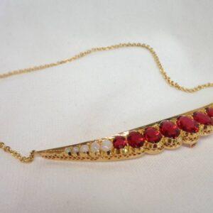 Stunning Ruby & Natural Opal Necklace 18ct Yellow Gold - 16/18inch Length (S7542) - Image 5