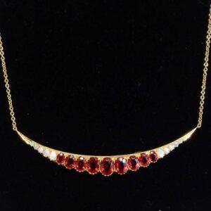 Stunning Ruby & Natural Opal Necklace 18ct Yellow Gold - 16/18inch Length (S7542) - Image 6