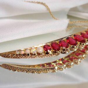 Stunning Ruby & Natural Opal Necklace 18ct Yellow Gold - 16/18inch Length (S7542) - Image 7