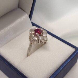 Fine 0.60ct Ruby & 1.15ct Diamond Cluster Ring 14ct Gold - Fully Certified - Size L (S7634) - Image 3