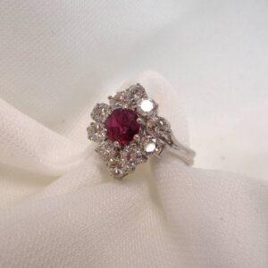 Fine 0.60ct Ruby & 1.15ct Diamond Cluster Ring 14ct Gold - Fully Certified - Size L (S7634) - Image 4