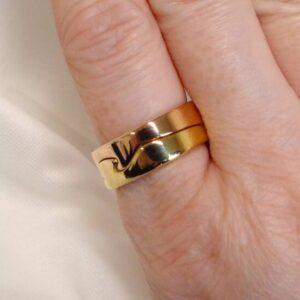 Georg Jensen Fusion Rings Solid 18ct Two Colour Gold  - 2 Row - Size Q - 11.8g (S8071) - Image 2