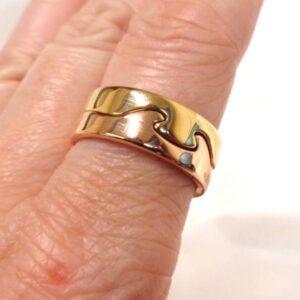 Georg Jensen Fusion Rings Solid 18ct Two Colour Gold  - 2 Row - Size Q - 11.8g (S8071) - Image 3