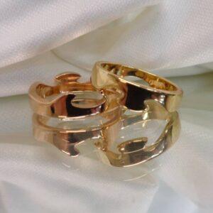 Georg Jensen Fusion Rings Solid 18ct Two Colour Gold  - 2 Row - Size Q - 11.8g (S8071) - Image 6