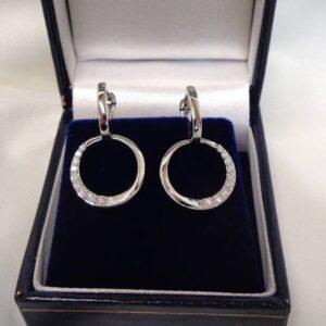 Spectacular Diamond Drop Earrings 18ct White Gold - Lever Backs - Length 29mm (S8076) - Image 6