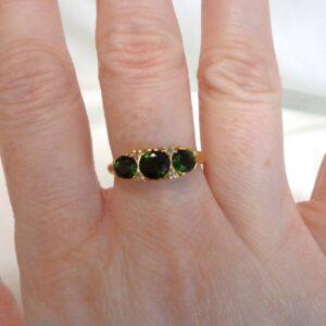 Stunning Vintage Tourmaline & Diamond 18ct Gold Ring - Size N (S8120) - Image 3