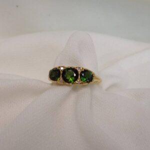 Stunning Vintage Tourmaline & Diamond 18ct Gold Ring - Size N (S8120) - Image 5