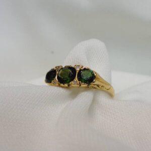 Stunning Vintage Tourmaline & Diamond 18ct Gold Ring - Size N (S8120) - Image 6