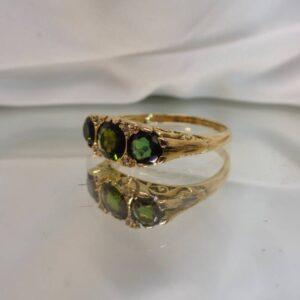 Stunning Vintage Tourmaline & Diamond 18ct Gold Ring - Size N (S8120) - Image 7