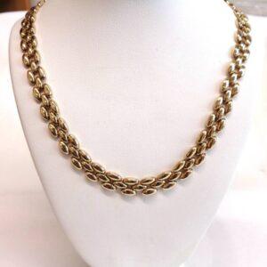 Quality Panther Link Necklace 9ct Yellow Gold - Length 17in (43cm) - Heavy 30.4g - S7581 - Image 1