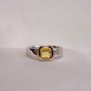 Yellow Sapphire Ring Solid 18ct Two Colour Gold - Small Size I (US 4.25) - S8109 - Image 4